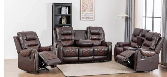 Sofa set recliner manual 3pcs brand new in boxes