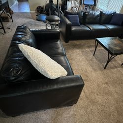 Italian leather sofa and loveseat