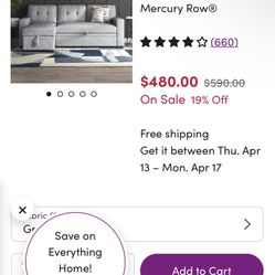 Mercury row Grey Pull Out Couch 