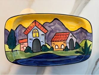 Little Houses Hand-Painted Ceramic Dish