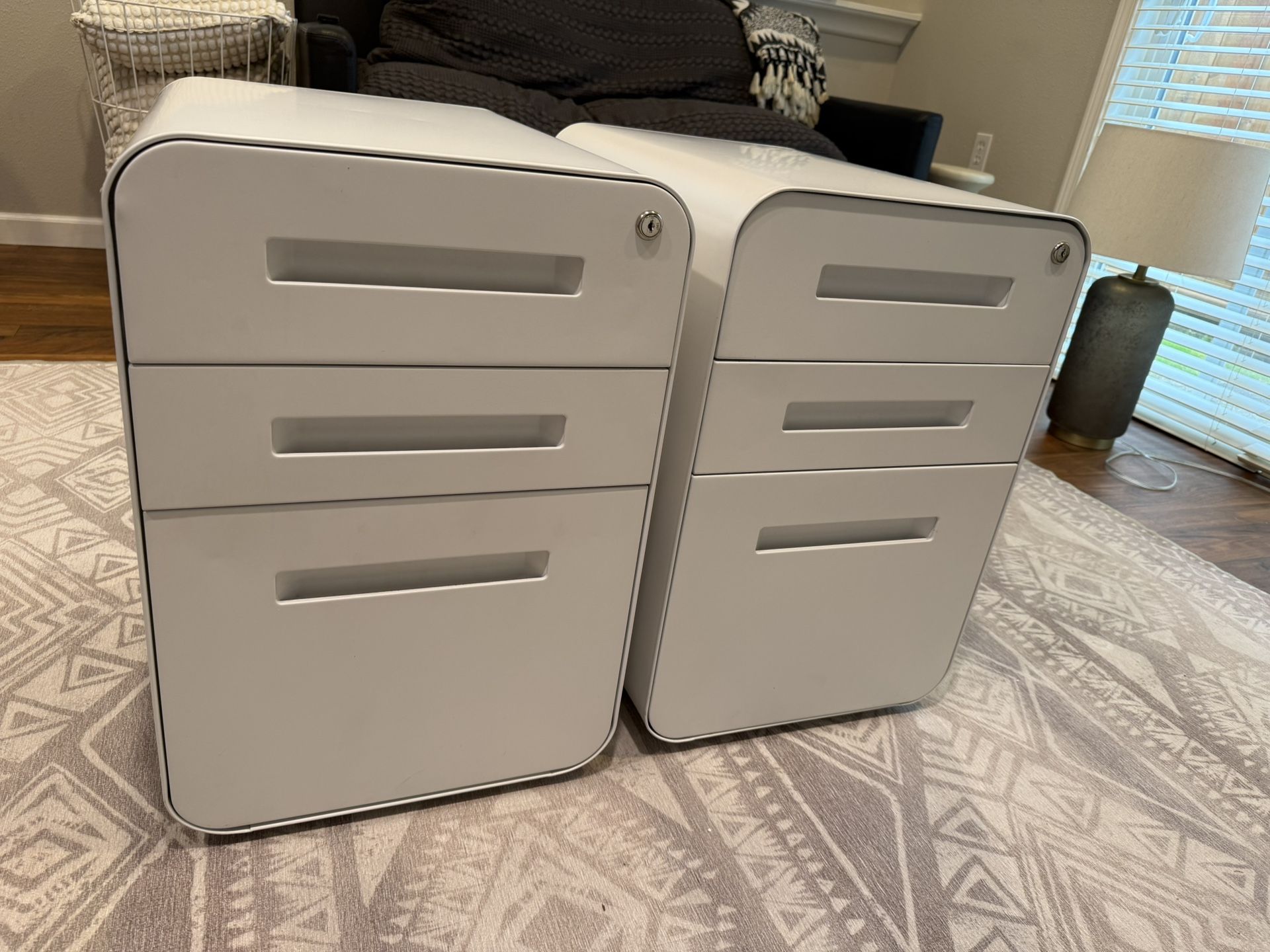 White Steel Commercial Grade Back-weighted File Cabinets (set of 2)