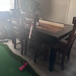 Large Wooden Dining table And Chairs With Bench 