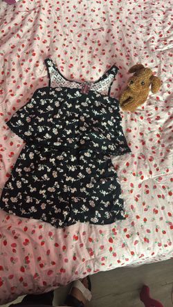 Girls Black Floral Romper