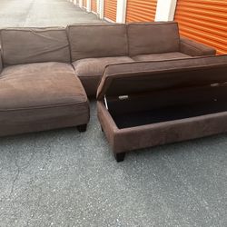 Costco Brown Sectional Sofa Couch With Storage Ottoman- FREE DELIVERY 🚚