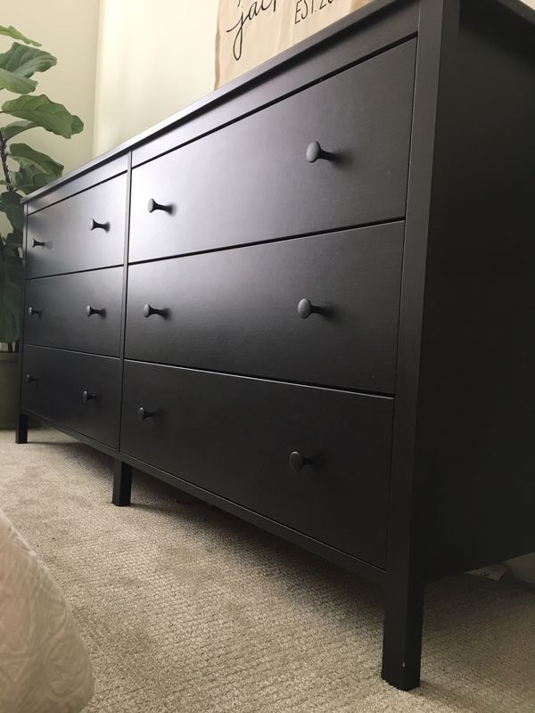 🔥 IKEA 6 Drawer Dresser, Black-Brown, Koppang, Lightly Used, Furniture 🔥