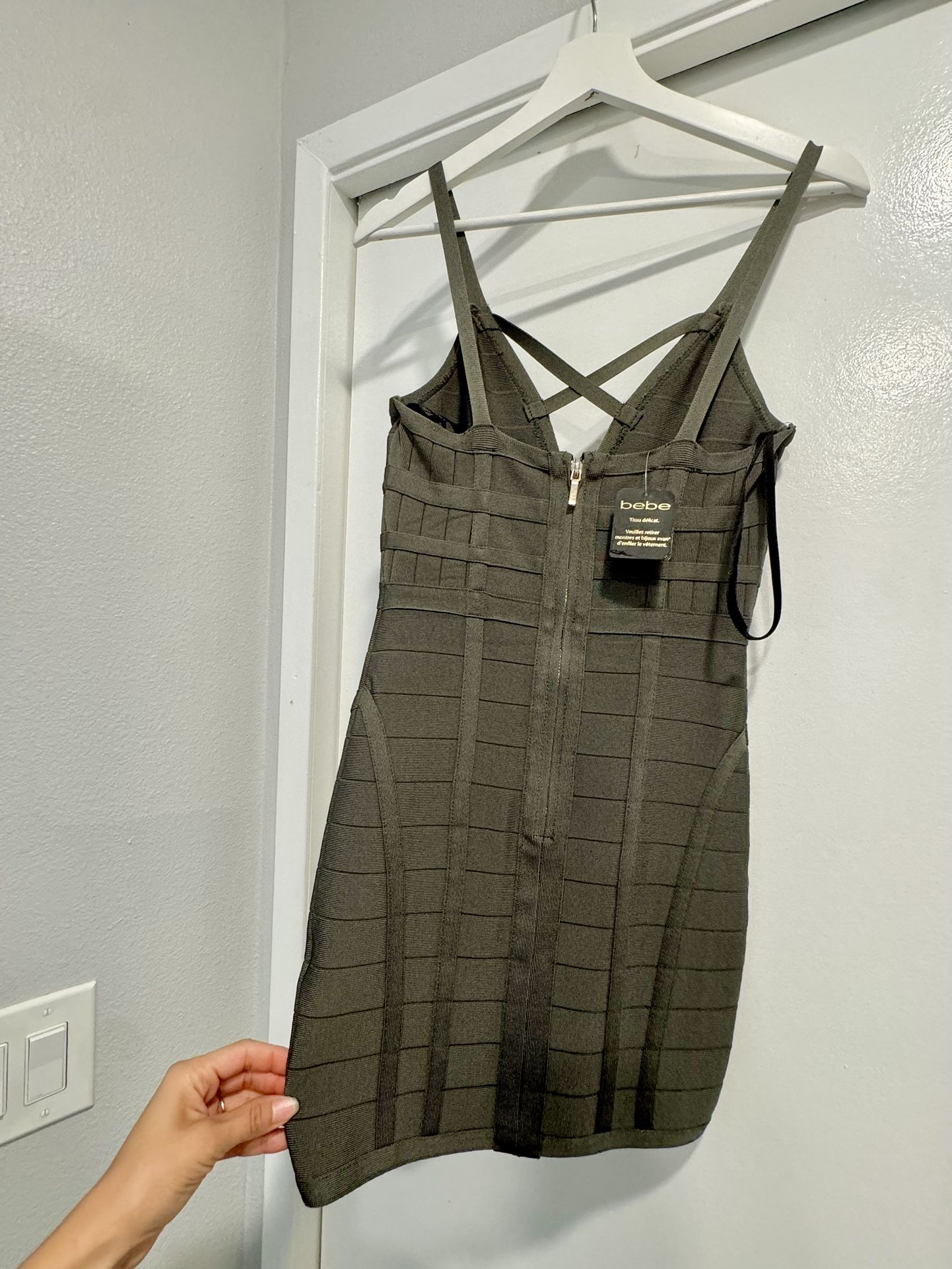 Bebe Olive Green Bandage Mini Dress Size XS Bebe Olive Green Bandage Mini Dress Size XS