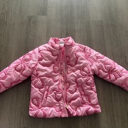 Pink bow puffer jacket 2T