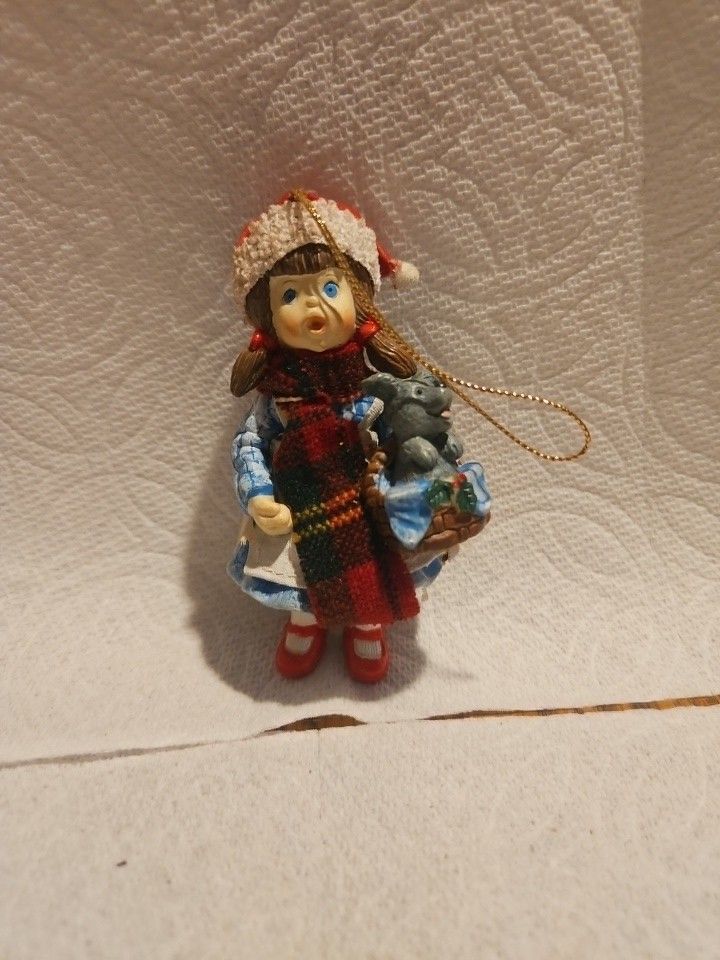 CHRISTMAS VTG  KURT ATLER WIZARD  OF  OZ  DOROTHY TOTO HANGING MINI  DOLL ORNAMENT  DECORATIONS 