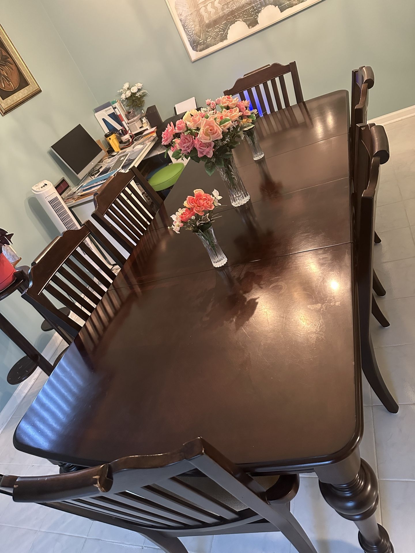 Wooden Dinning Table With 6 Wide Chairs No Stain On Cushion Pet And Smoke Free Home