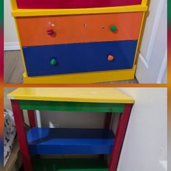 Solid Wood Kids Dresser And Table