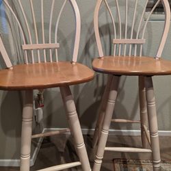 2 Solid Oak Canadel Swivel Bar Stools 