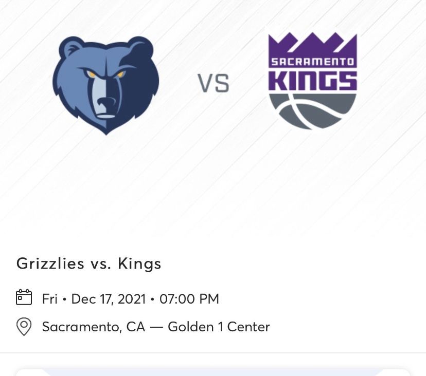 Kings Vs  Grizzlies Tickets 10 Each 
