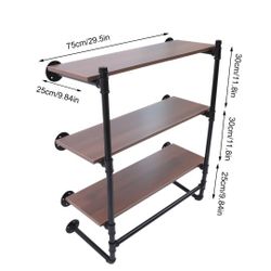 Industrial Style Shelf Garment Rack Clothing Storage