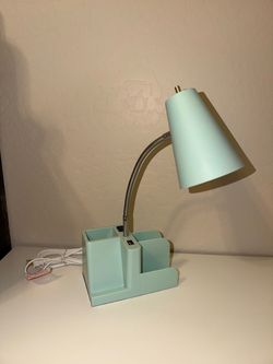 Light Teal Desk Lamp with Pencil Holder