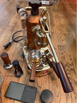 La Pavoni Lever Style Espresso Maker with accessories