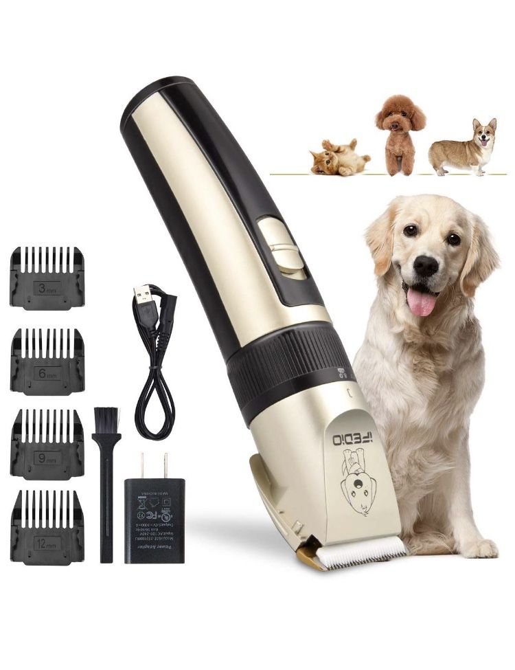 Professional Dog Grooming Kit Rechargeable Cordless Pet Grooming Clippers Low Noise Dog Clippers Suitable for Dogs,Cats,House Animals,Pets Grooming S