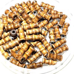 Lot Of 28 Brown Bamboo Wood Beads