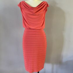 Adrianna Papell Coral Color fitted dress size 4. Excellent condition.