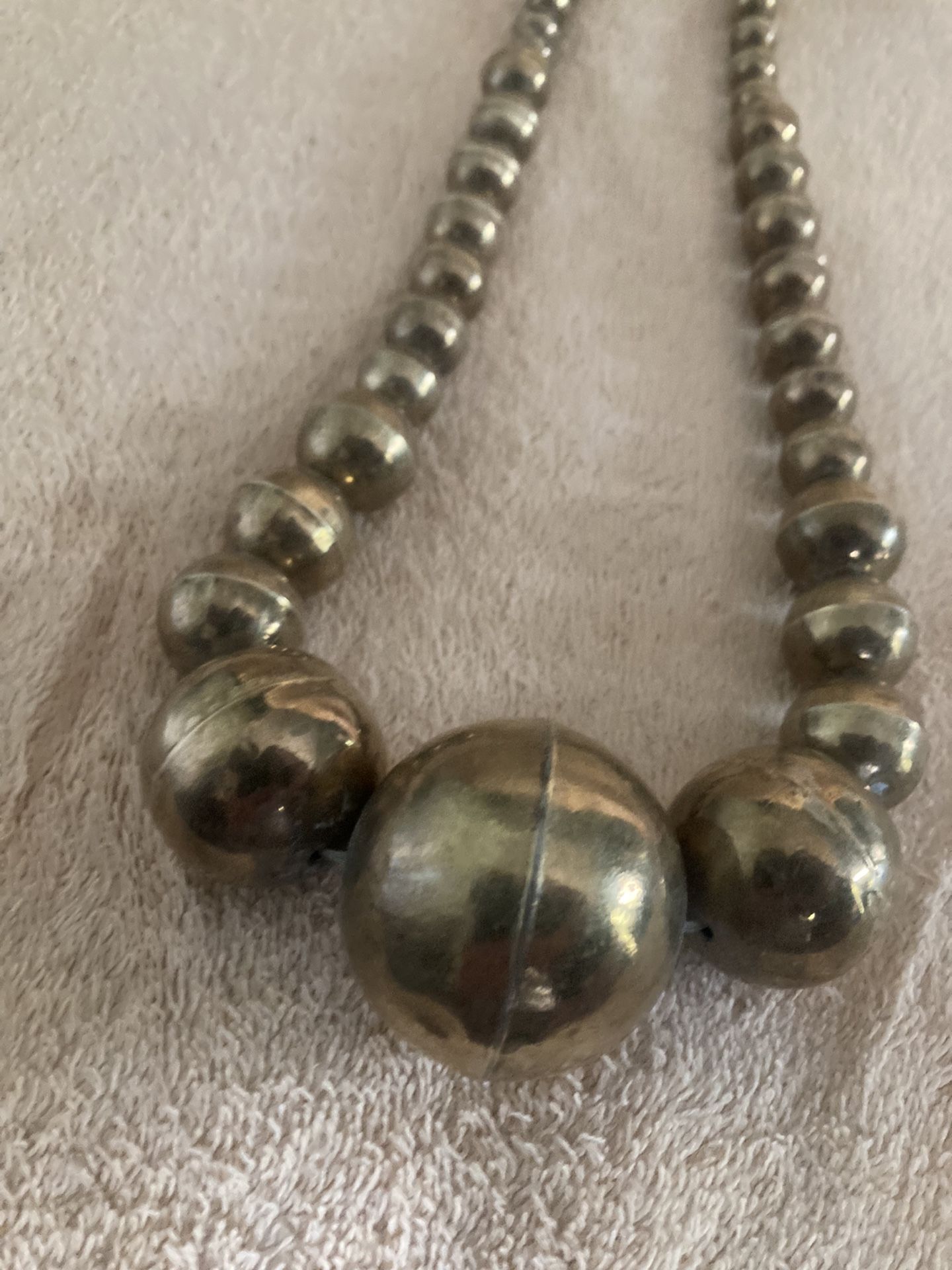 Mid Century Brass Bead Necklace Boho
