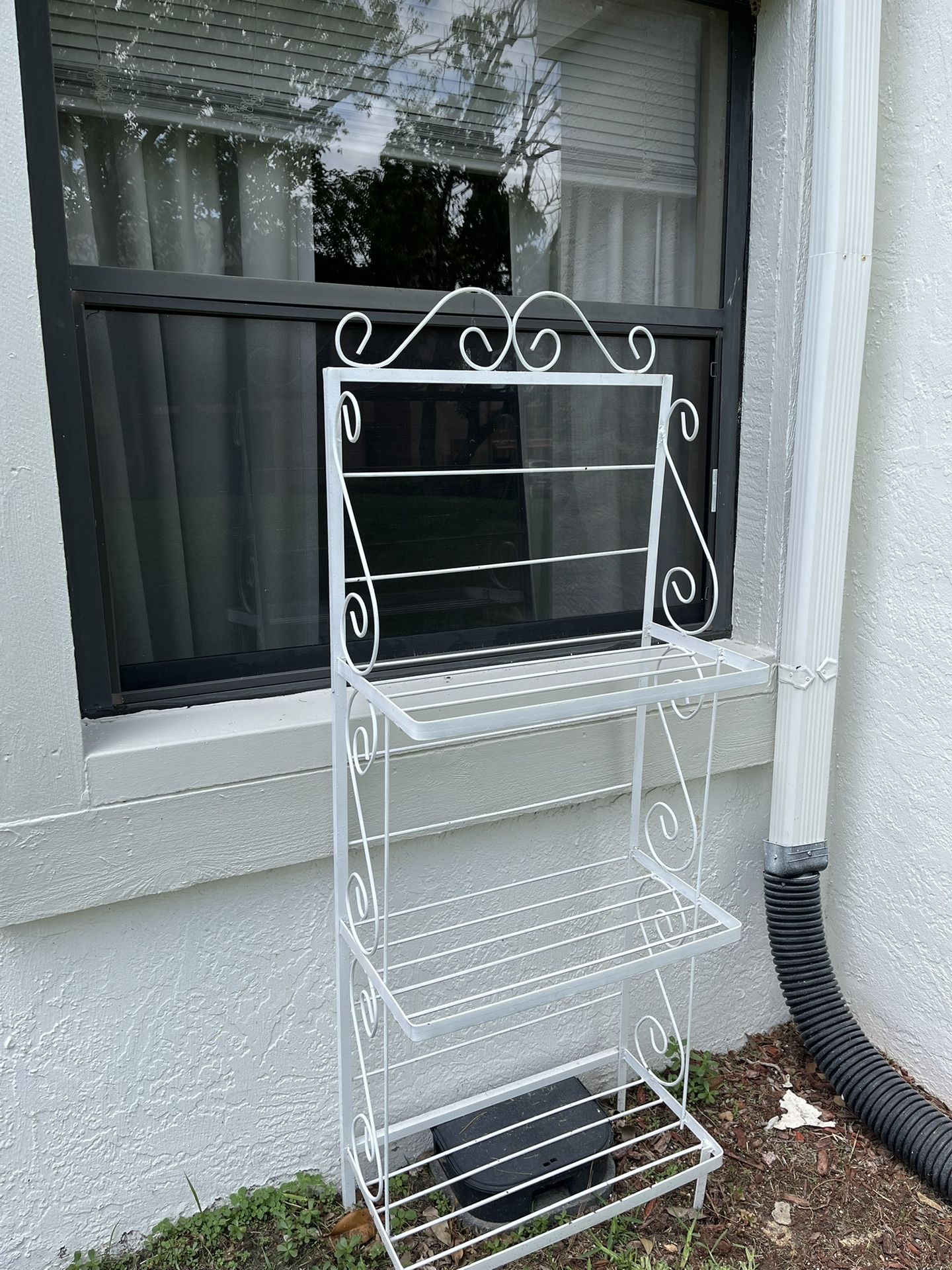 Antique Bakers Rack - White Metal