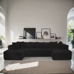 BRAND NEW U-SHAPED SECTIONAL SOFA BLACK BONELESS 