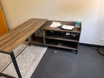 L-Shaped Desk with Storage Shelves