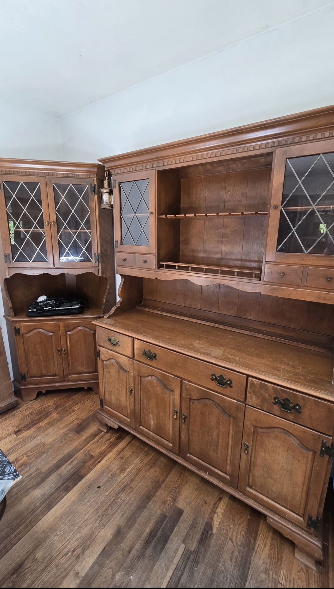 Vintage China Cabinet Hutch And Corner Hutch