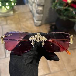 Cartier Chrome Heart C Frames sunglasses gold diamond cross