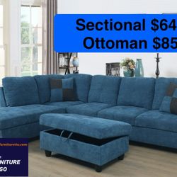 Brand New Blue Sectional Sofa Couch 