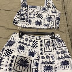 2 Set Crop Top & Skirt With Shorts $7 