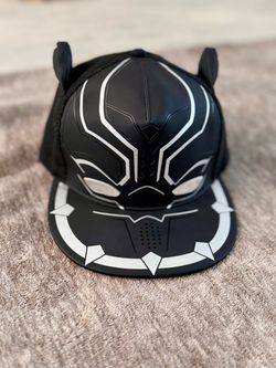 Disney Store Marvel Black Panther 3D Ears Snapback Hat Black Silver