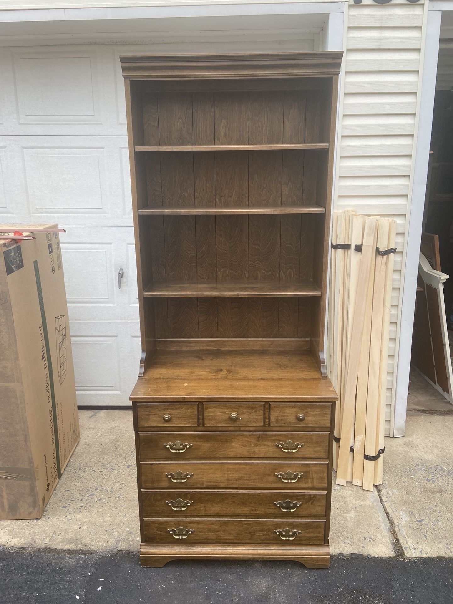 3 Drawer Cabinet With Bookshelf Hutch