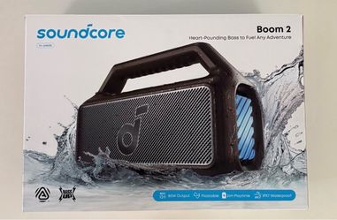 Soundcore Boom 2 By Anker, Outdoor Speaker, 80W, Subwoofer, BassUp 2.0, 24H Playtime, IPX7 Waterproof, Floatable, RGB Lights, USB-C, Custom EQ, Portab