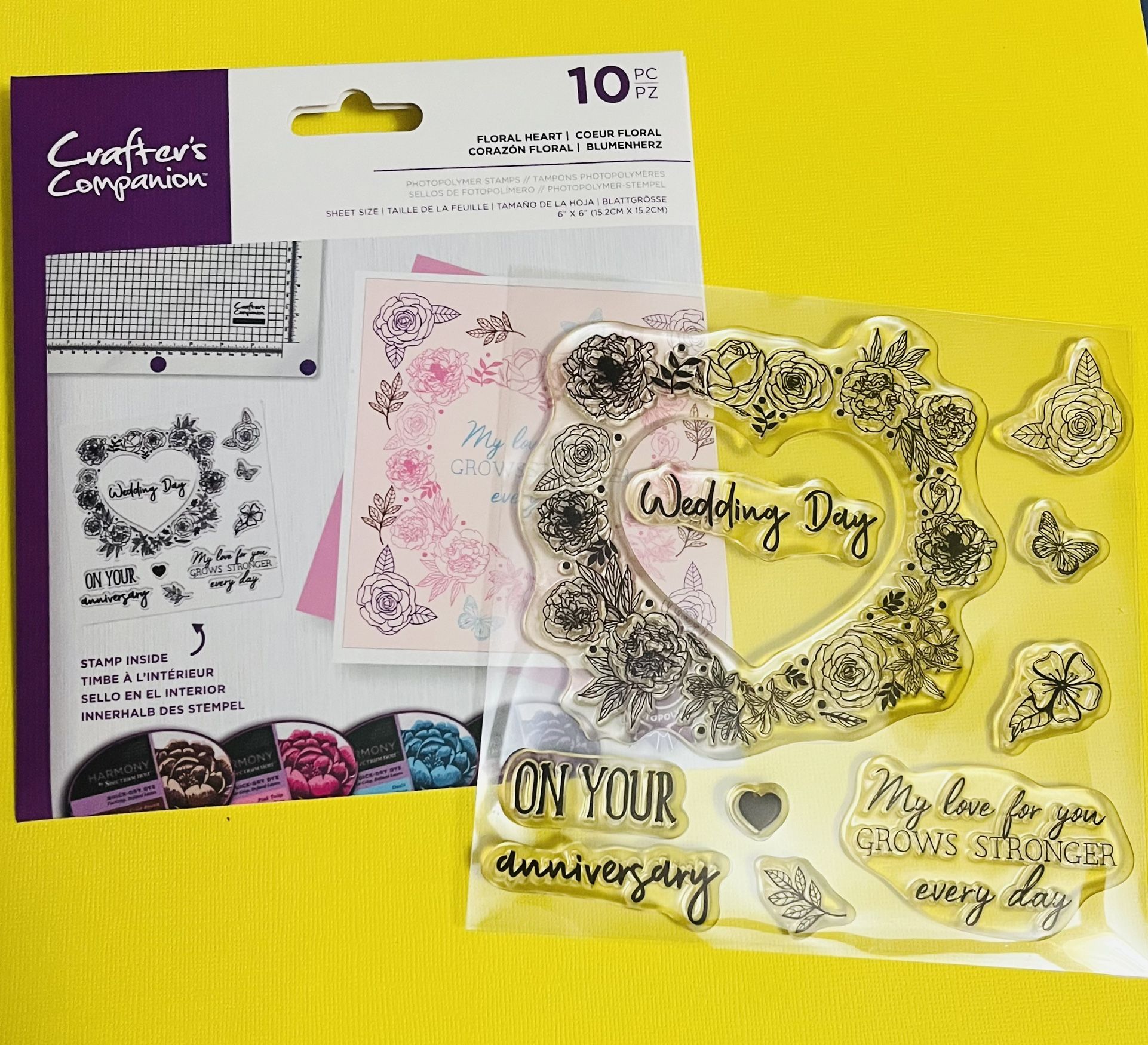 10pc Floral Heart Stamp Inside Stamp Set