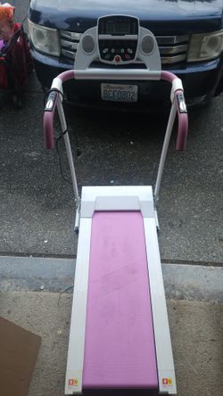 Pink White Folding Electric Treadmill Compact Home Exercise Running Machine