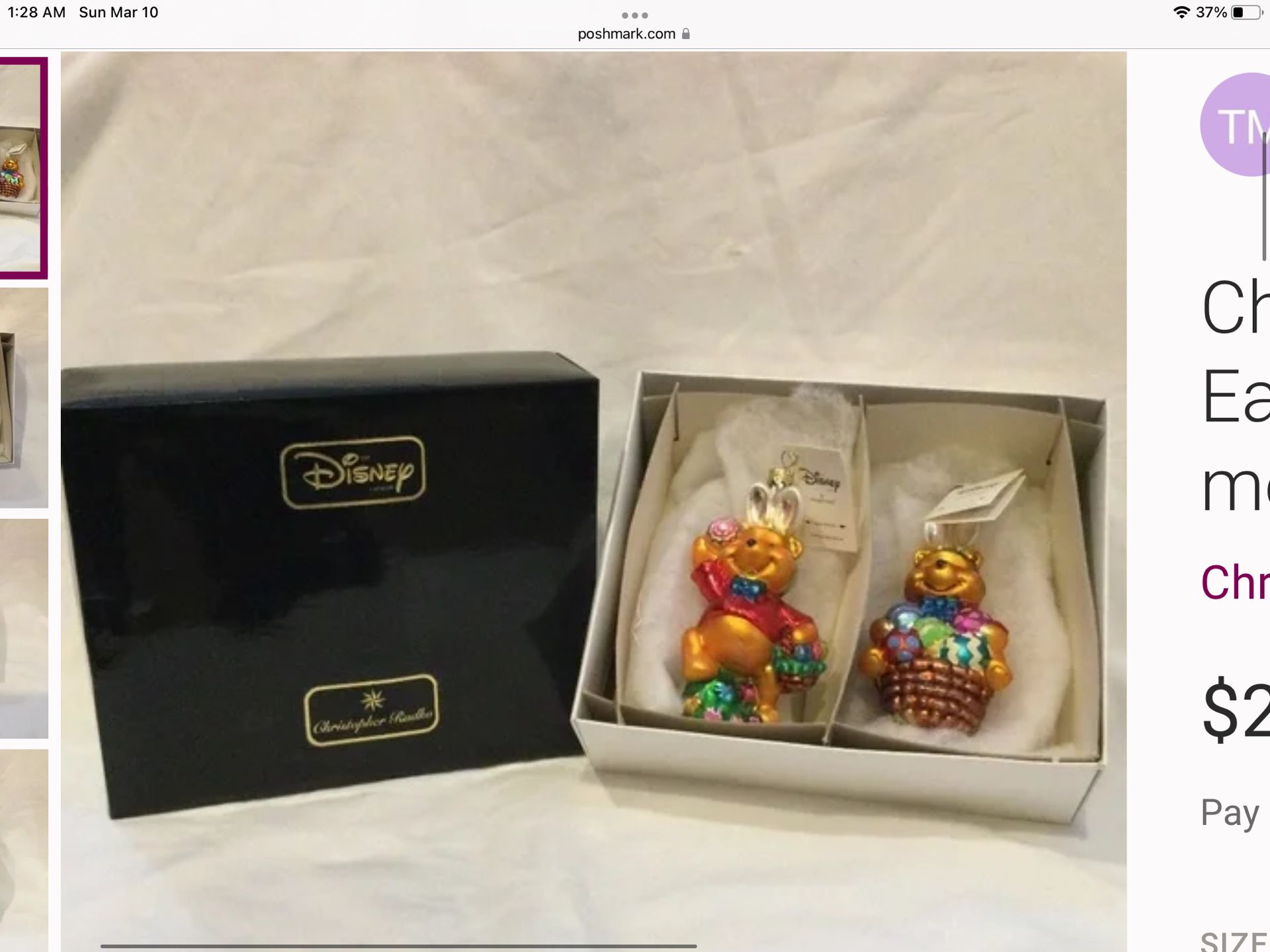 Christopher Radko Disney 1999 Easter Winnie The Pooh Ornaments - NEW IN BOX