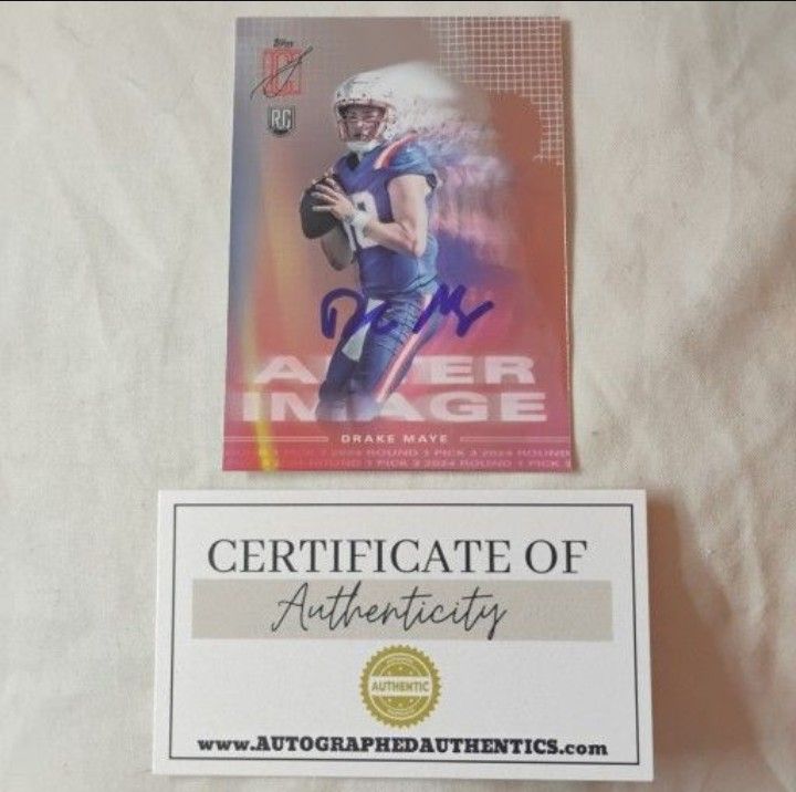 Drake Maye In Person On-Card Autograph (Has Authentication Card & Sticker) Read Description