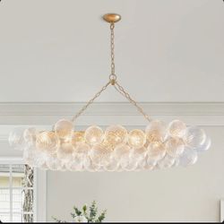 Brand New Hand Blown Glass Swirl Bubble Nordic Art Chandelier