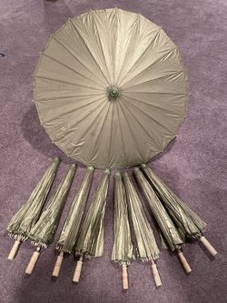 Gold Paper Umbrellas, Festival, Wedding, Birthdays Etc. 9count 