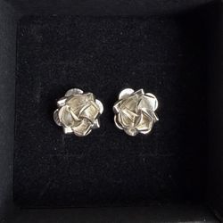 Silver Rose Stud Earrings 