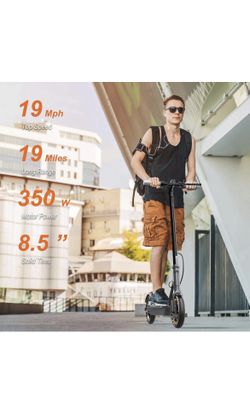 Electric Scooter - 8.5" Solid Tires, Quadruple Shock Absorption, Up to 19 Miles Long-Range, 19 Mph Top Speed, Portable Folding Commuting Scooter for A