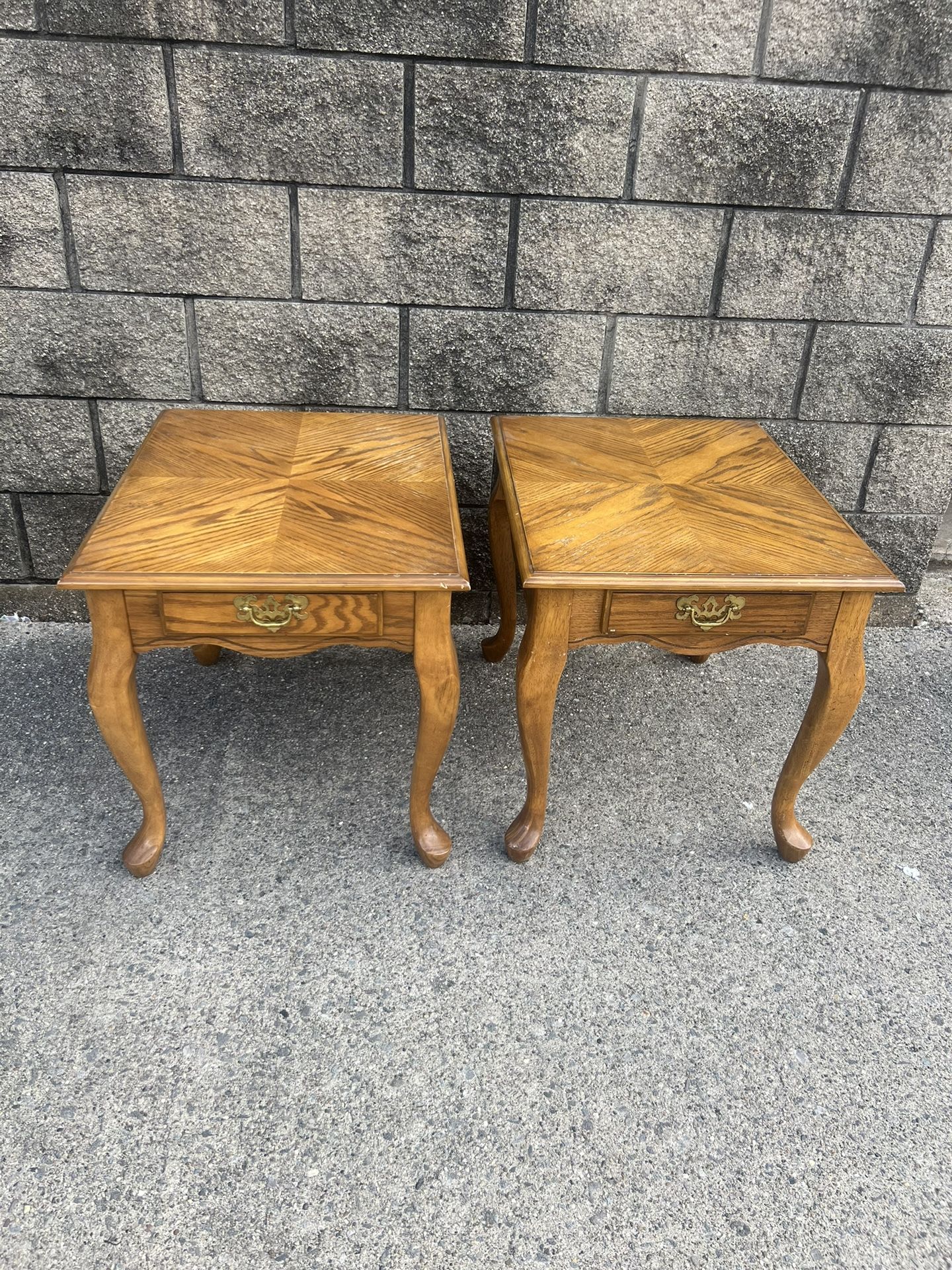 Queen Anne style matching end tables 