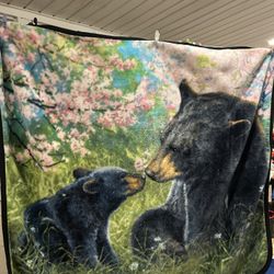 Wild Frontier Wilderness Plush Bear Throw 50”x60”