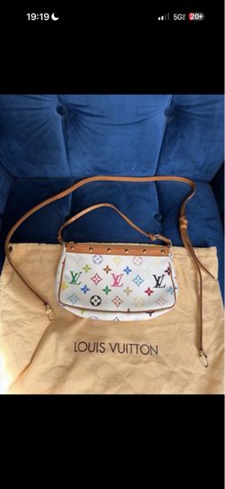 Authentic Louis Vuitton Takashi Murakami Monogram Pochette Strap Included