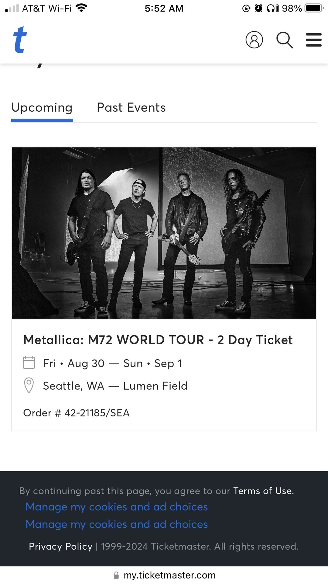 Tickets To Metallica M72 World Tour