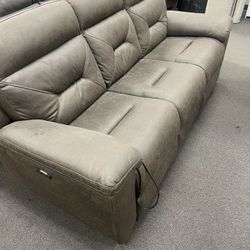Brown Fabric Power Recliner Sofa