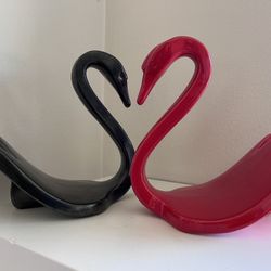 Mid Century Ceramic Swan Book Ends