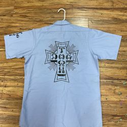 Dog Town Skateboards Red Cap Touchtex Mechanic Button Up Workwear Shirt