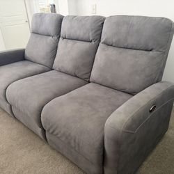 Living Spaces Grey Reclining Sofa