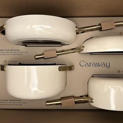 Caraway Home 7-Piece Cream Ceramic Non-Stick Cookware Set with Gold  Hardware + Reviews
